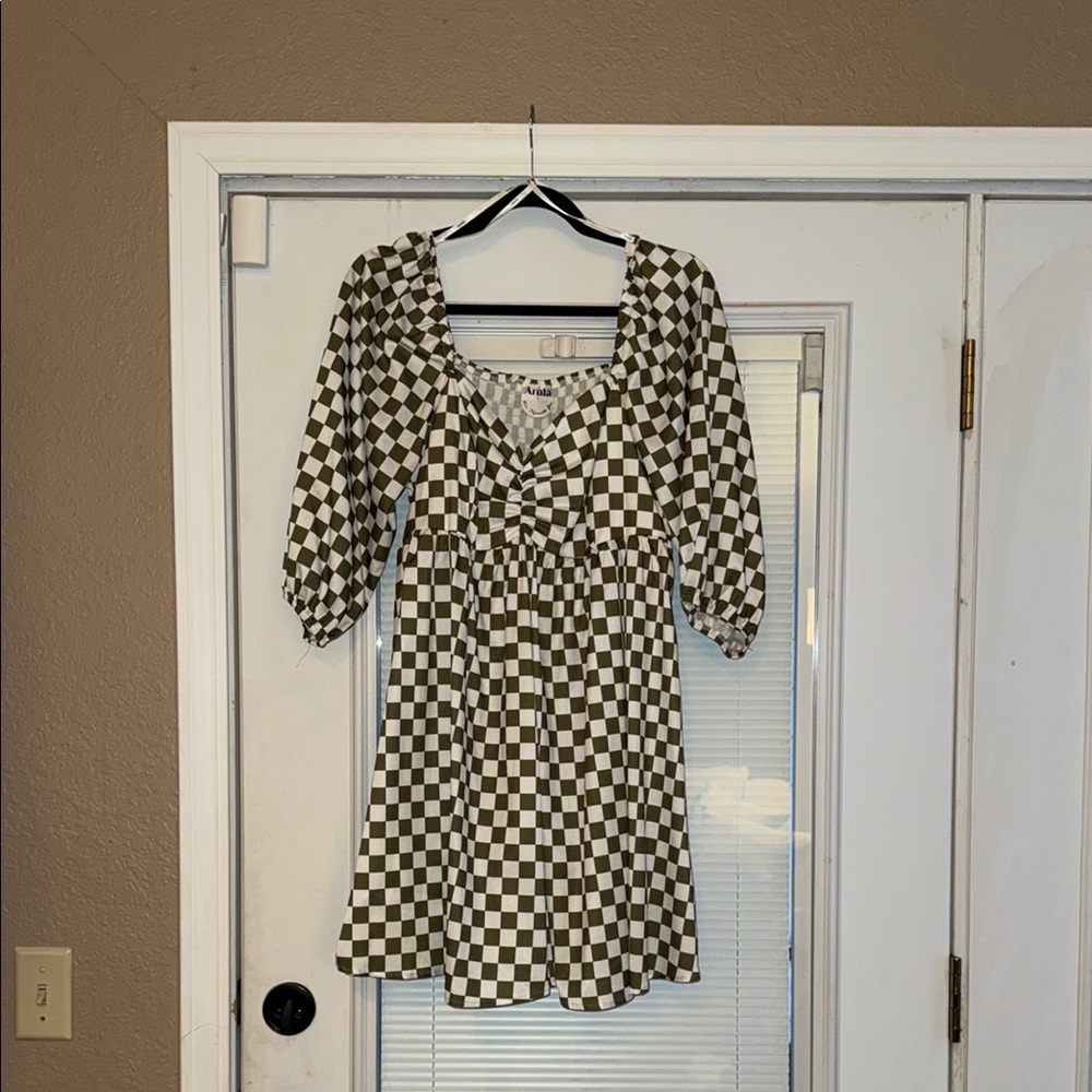 Checkered Green Dress